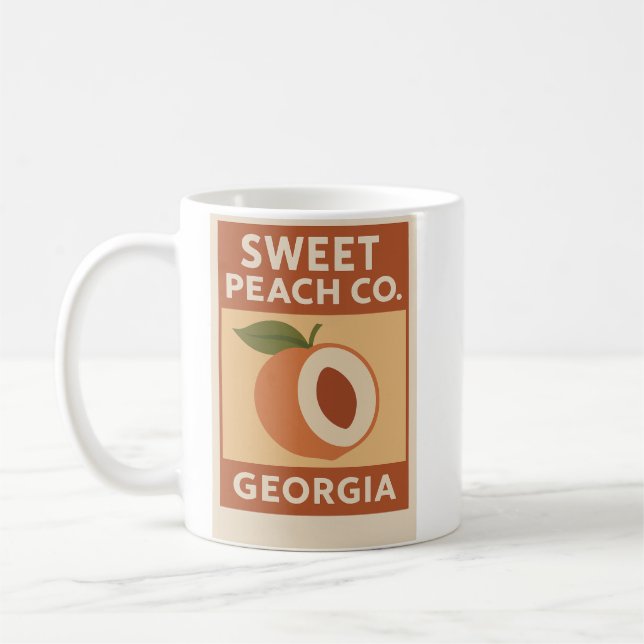Sweet Peach Co | Georgia Retro Fruit Label Poster Kaffemugg (Vänster)
