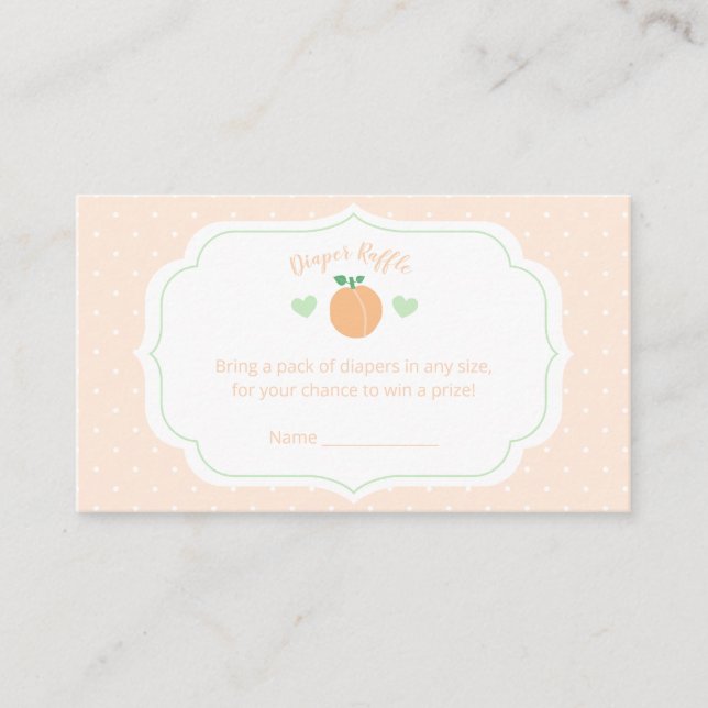 Sweet Peach Elegant Baby Shower Diaper Raffle Tilläggskort (Framsida)