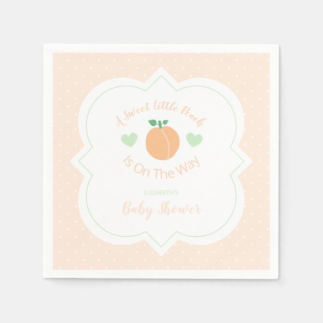 Sweet Peach Elegant Baby Shower Pappersservett (Framsidan)