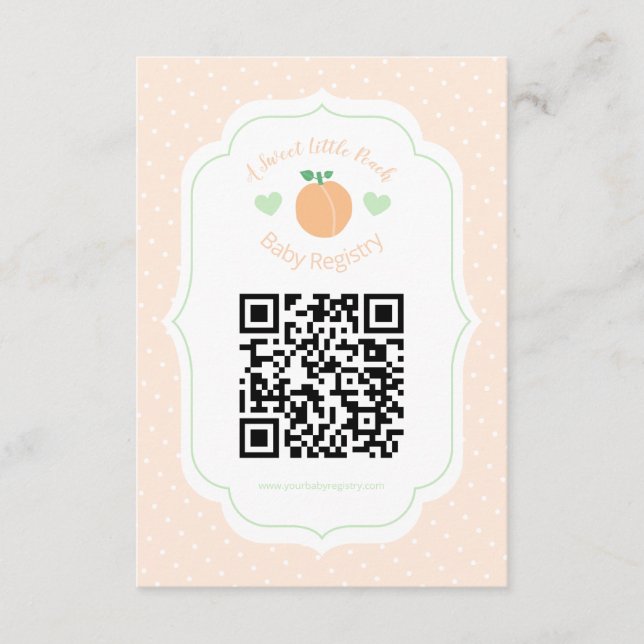 Sweet Peach Elegant Baby Shower Registry Tilläggskort (Framsida)