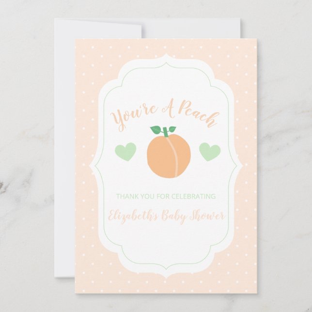 Sweet Peach Elegant Baby Shower Tack Kort (Framsida)