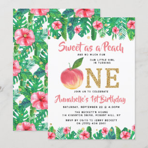 Sweet Peach Girls 1:a födelsedagen Inbjudningar