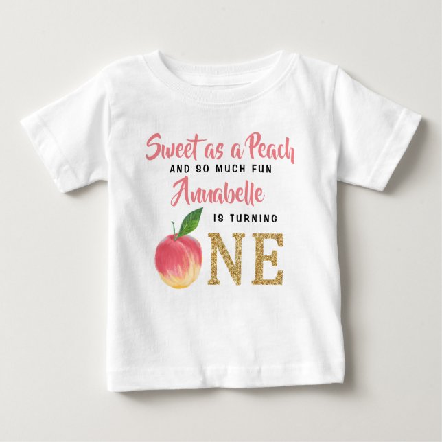 Sweet Peach Girls 1:a födelsedagen T Shirt (Framsida)