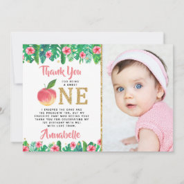 Sweet Peach Girls 1:a födelsedagsfoto Tack Kort