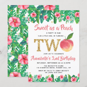 Sweet Peach Girls 2:a födelsedagen Inbjudningar