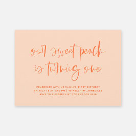 Sweet Peach Minimalist Girl First Birthday Inbjudningar