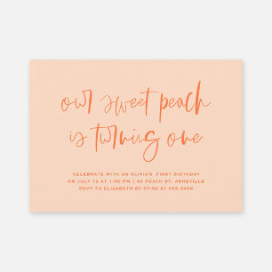Sweet Peach Minimalist Girl First Birthday Inbjudningar