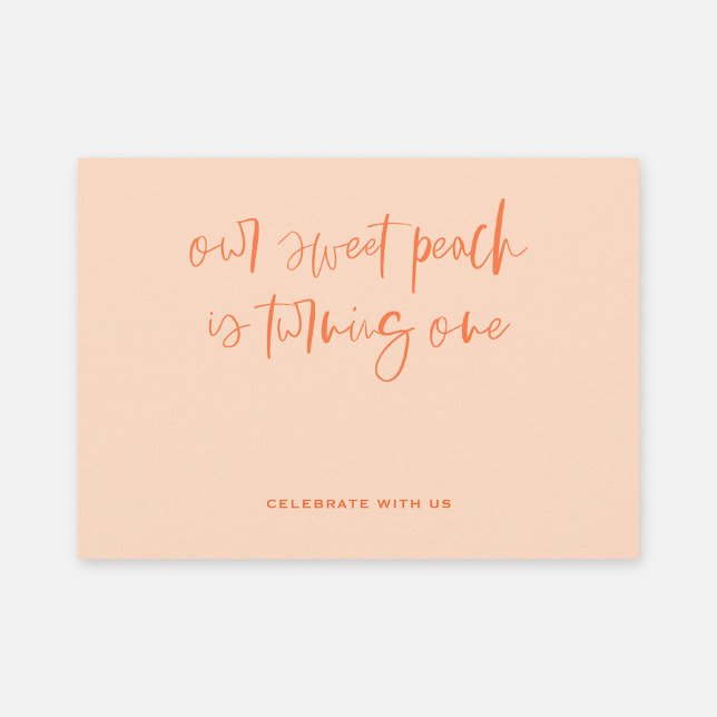 Sweet Peach Minimalist Girl First Birthday Inbjudningar (Skapare uppladdad)
