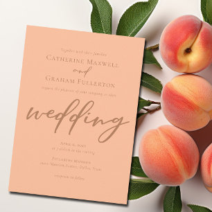 Sweet Peach Minimalist Typography Summer Bröllop Inbjudningar