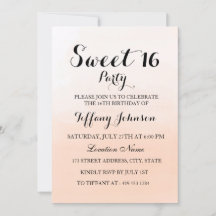 Sweet Peach Ombre Pastel Sweet 16 Partiers inbjuda