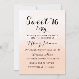 Sweet Peach Ombre Pastel Sweet 16 Partiers inbjuda Inbjudningar
