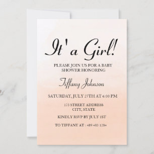Sweet Peach Ombre sin A Girl Baby Shower Inbjudan
