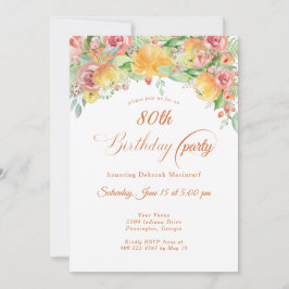 Sweet Peach Ro Blommigt 80:e Inbjudningar