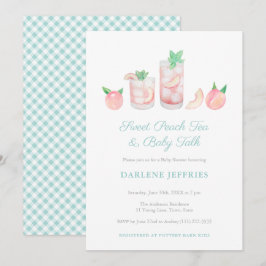 Sweet Peach Tea Gender Neutral Baby Shower Party Inbjudningar