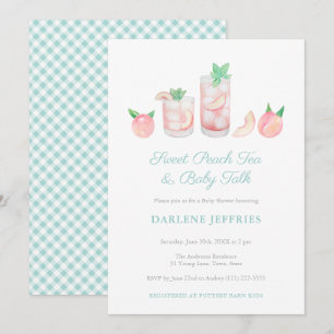 Sweet Peach Tea Gender Neutral Baby Shower Party Inbjudningar
