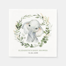 Sweet Peanut Elephant Botanical Grey Baby Pappersservett