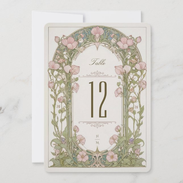 Sweet Peas Wedding Table Number Card Inbjudningar (Framsida)
