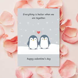 Sweet Penguin Couple Cute Valentine Day Love Card Julkort
