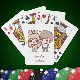 Sweet Personlig Chibi-Stil Flirting Couple Casinokort