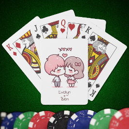 Sweet Personlig Chibi-Stil Kissing Couple Casinokort