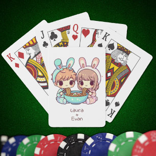 Sweet Personlig Chibi-Stil Ramen Couple Casinokort