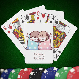 Sweet Personlig Chibi-Stil Snuggle Couple Casinokort