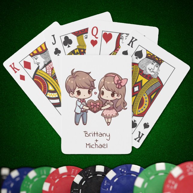Sweet Personlig Chibi-Stil Valentine par Casinokort (Personalized Chibi-Style Valentine Couple)
