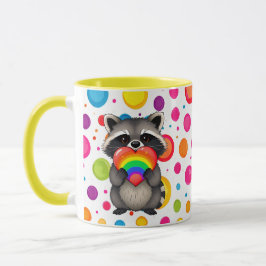 Sweet Personlig Raccoon med Rainbow Heart Mugg