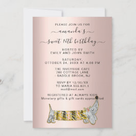 Sweet Pet Basset Ro Dress Sweet 16:e födelsedagen Inbjudningar