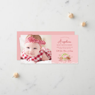 Sweet Petite Rosa Blooms Flicka Photo Birth Meddelande