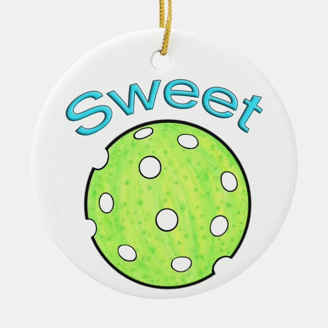 Sweet Pickle Pickleball Julgransprydnad Keramik (Framsidan)