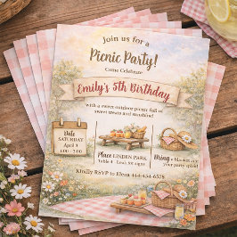 Sweet Picnic Outdoor Boho Birthday Party Inbjudningar