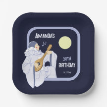 Sweet Pierrot clown play lute CC1271-födelsedagen