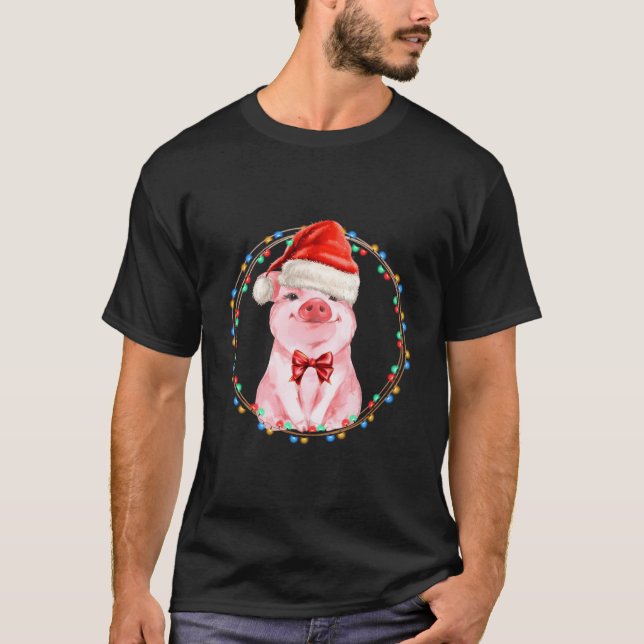 Sweet Pig With Santa Pig T Shirt (Framsida)