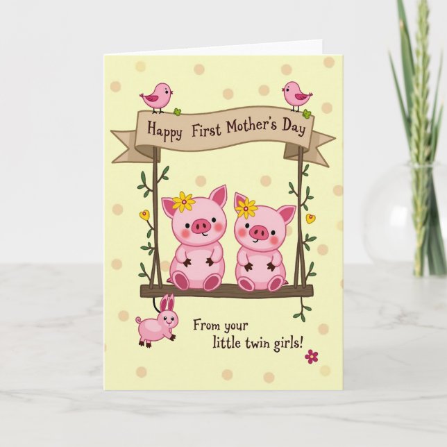Sweet Piglets Mothers Day Card Kort (Framsida)