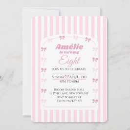 Sweet Pink Bow Coquette 8th Birthday Party Inbjudningar