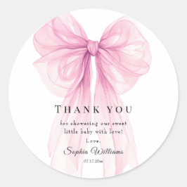 Sweet Pink Bow Party Stickers - Watercolor Ribbon  Runt Klistermärke