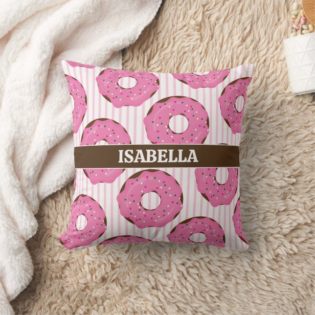 Sweet Pink Donut Throw Pillow Kudde (Filt)