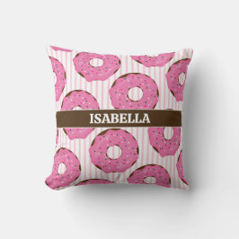 Sweet Pink Donut Throw Pillow Kudde
