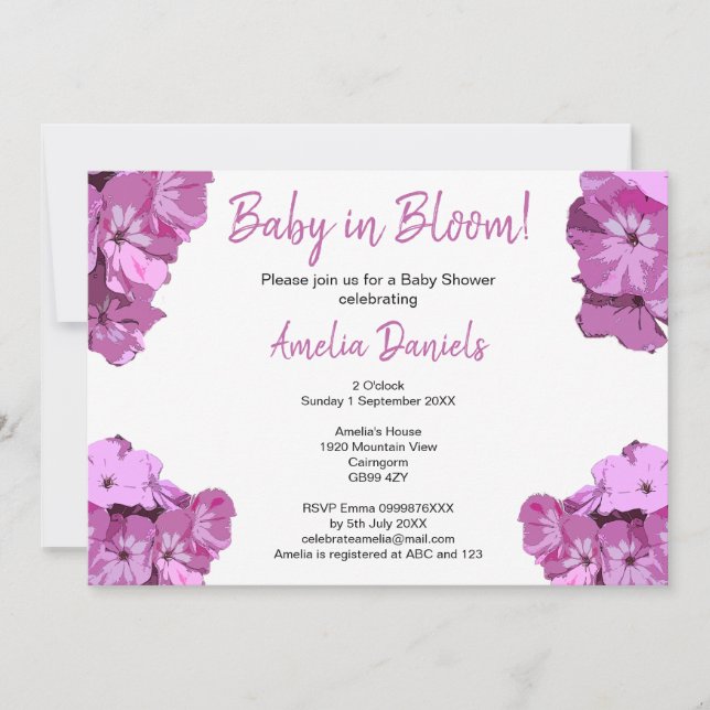 Sweet Pink Floral Baby Shower Invitation Inbjudningar (Framsida)