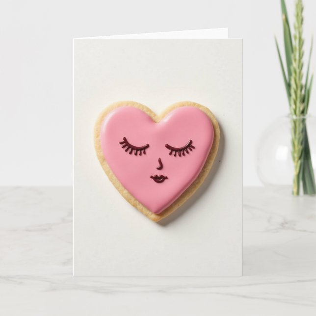 Sweet Pink Heart Cookie Card Kort (Framsida)