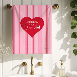 Sweet Pink Hearts Valentine Bath Towel Girlfriend