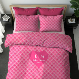 Sweet Pink Hearts Valentine Gift for Couples Duvet