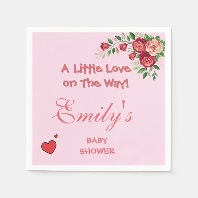 Sweet Pink Teddy Bear Baby Shower  Pappersservett (Framsidan)