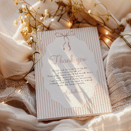 Sweet Pinstriped Beige Bow Graduation Tack Kort