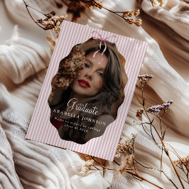 Sweet Pinstriped Pink Bow Photo Graduation Meddelande