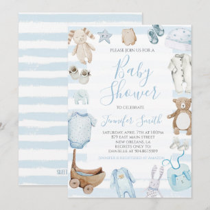 Sweet Pojke Baby Shower Inbjudningar