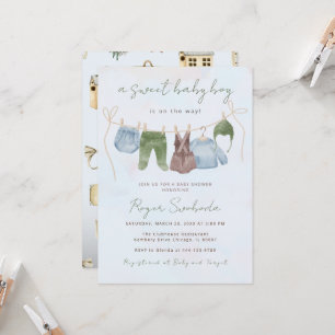 Sweet pojke boho barnkläder dusch inbjudningar