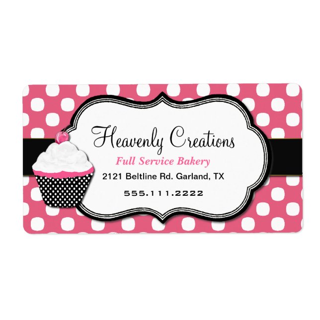 Sweet Polka Dot och Cupcoa Bakery Label Fraktsedel (Framsidan)
