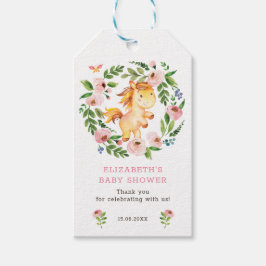 Sweet Pony Baby Horse Rosa Blommigt Greenery Showe Presentetikett